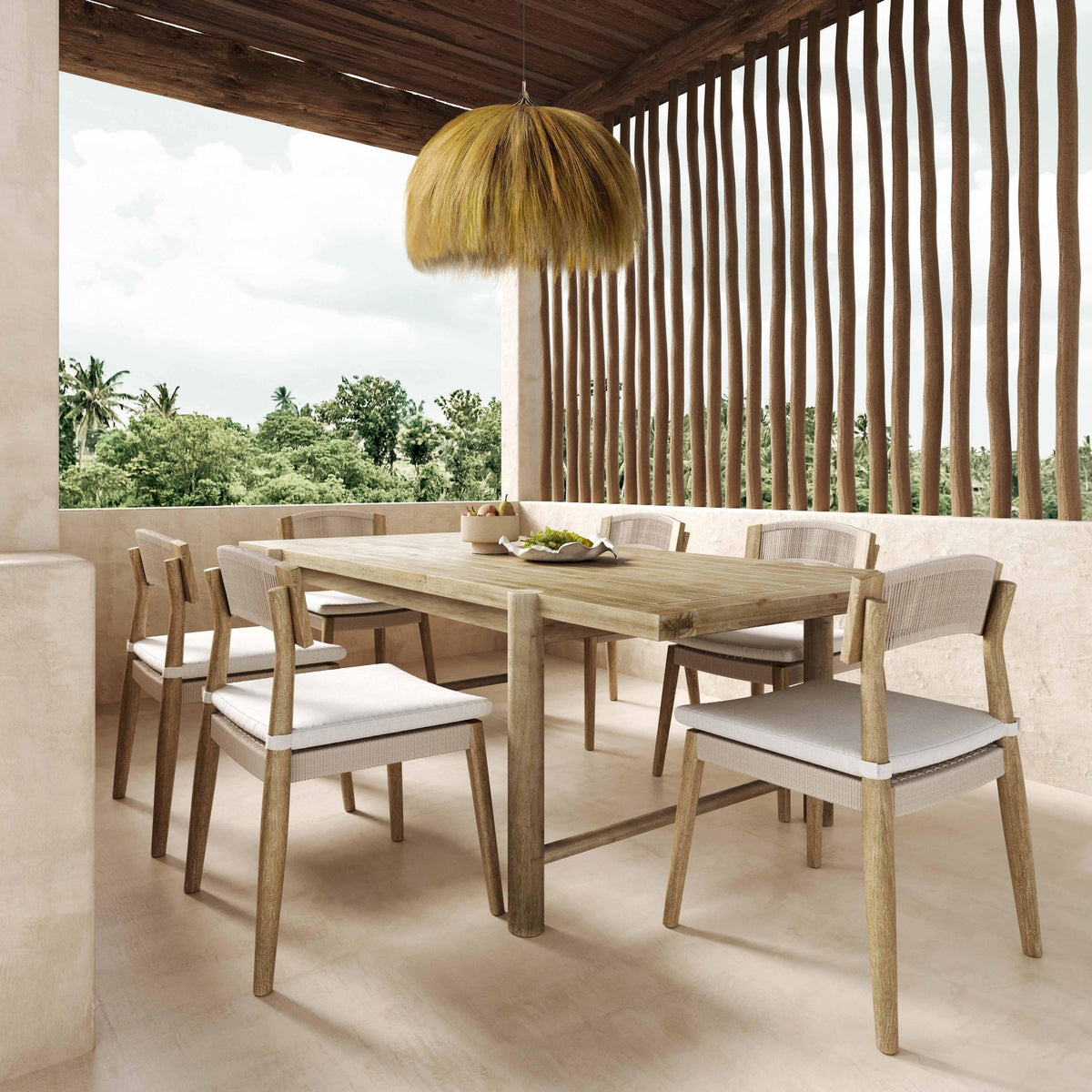 Gata Light Teak Outdoor Rectangular Dining Table | BeBoldFurniture