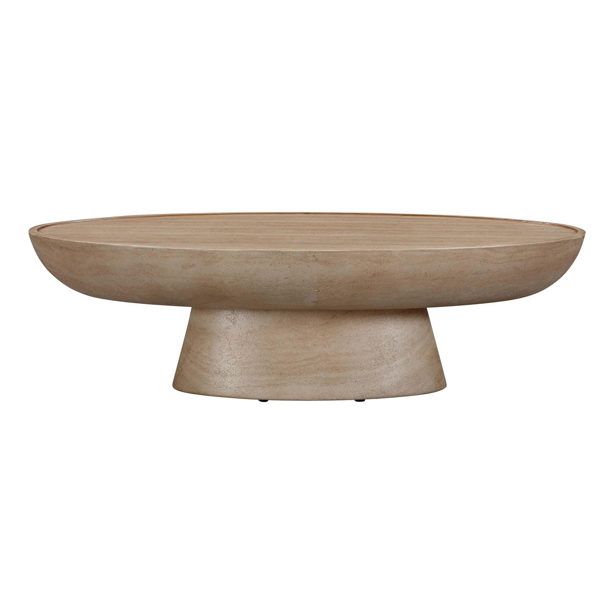 Eclipse Textured Faux Travertine Indoor / Outdoor Coffee Table | BeBoldFurniture