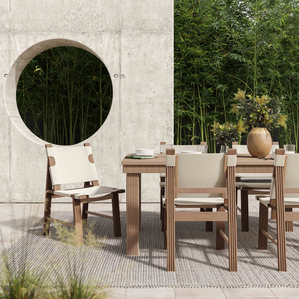 Cassie Natural 108 Inch Rectangular Outdoor Dining Table | BeBoldFurniture