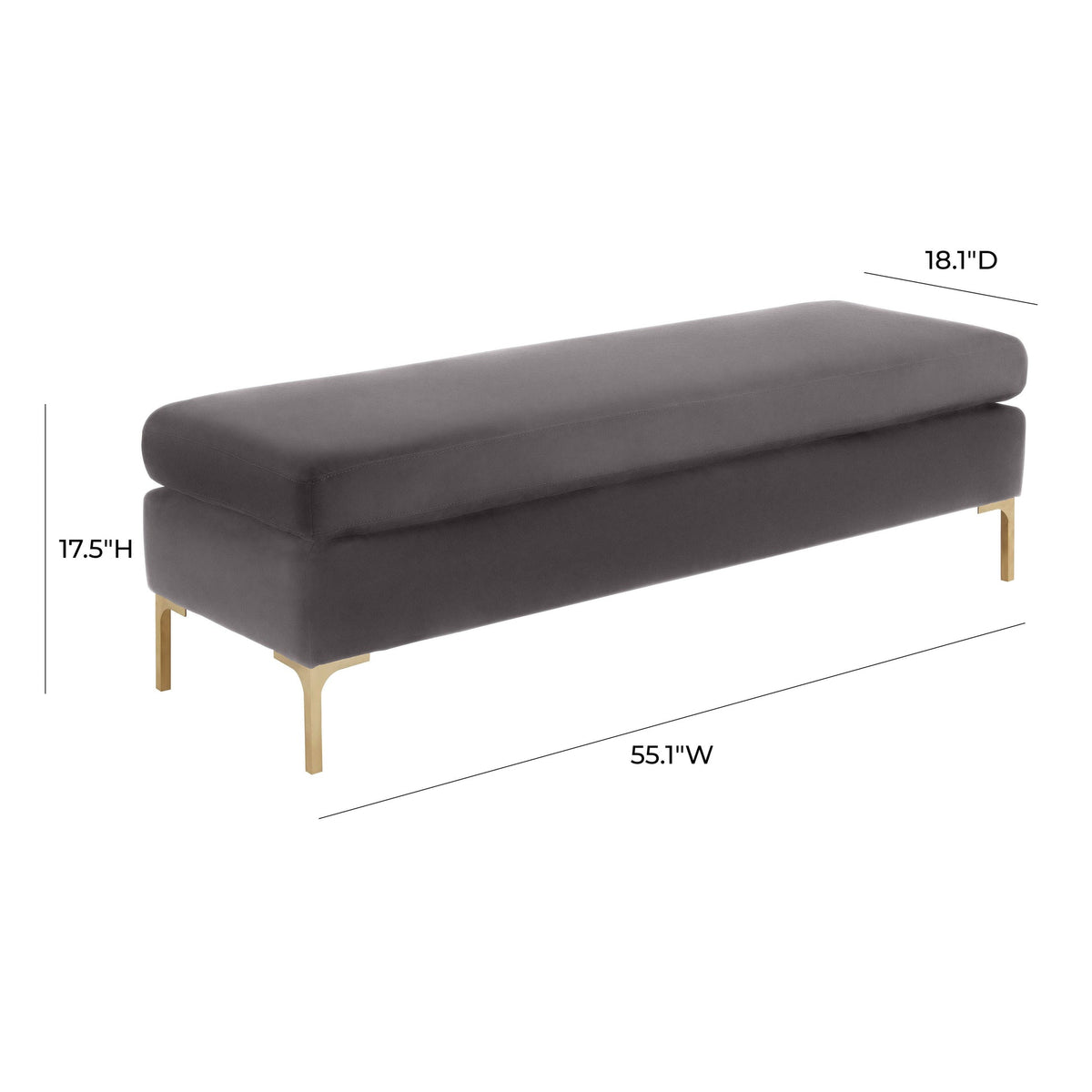 Delilah Grey Velvet Bench | BeBoldFurniture