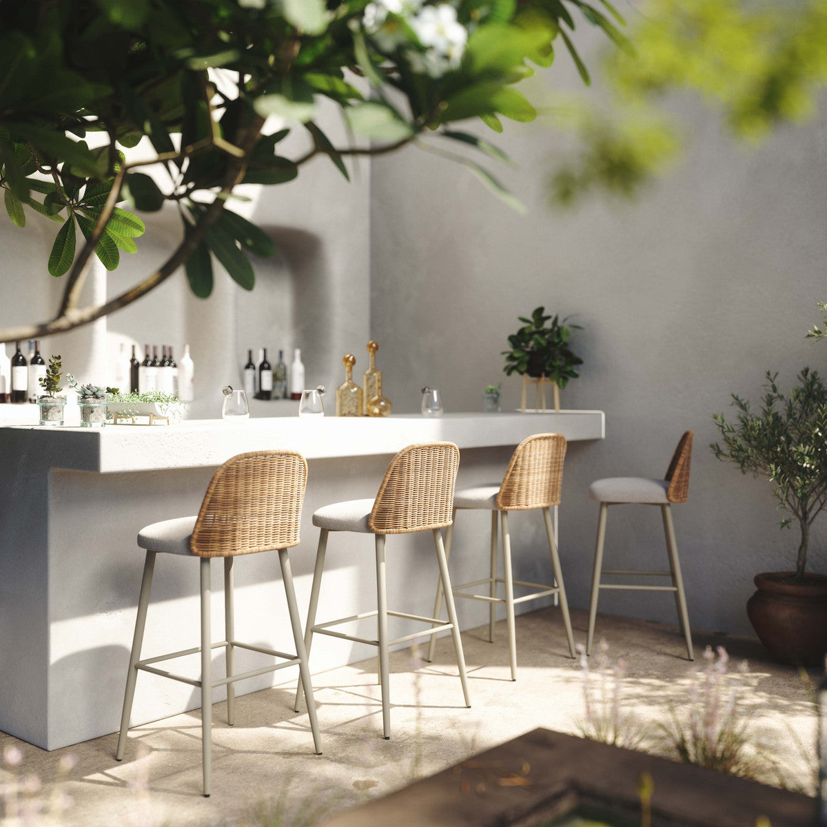 Alexa Cream Outdoor Counter Stool In Houston | BeBoldFurniture 