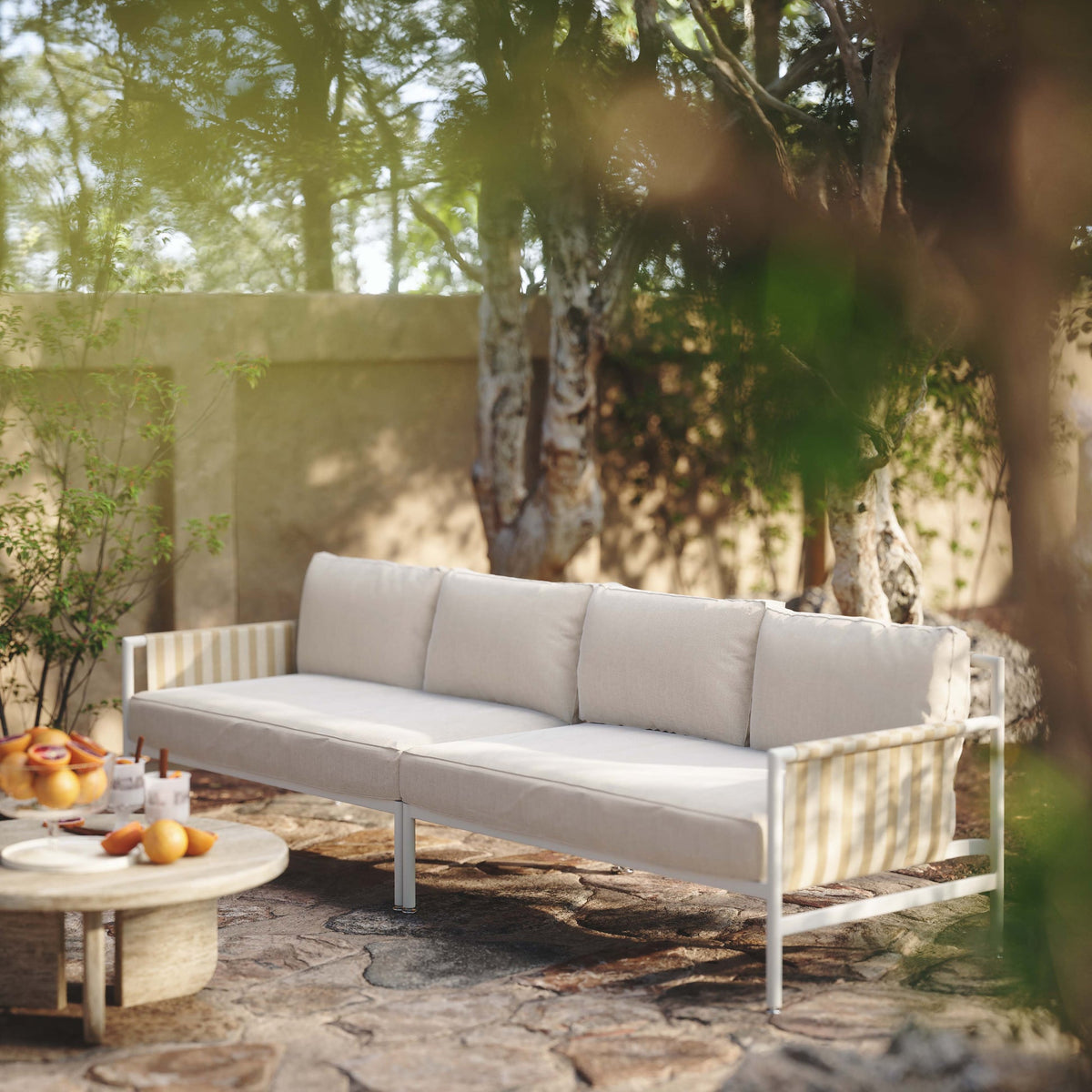 Dunes Cream Outdoor 110" Sofa | BeBoldFurniture