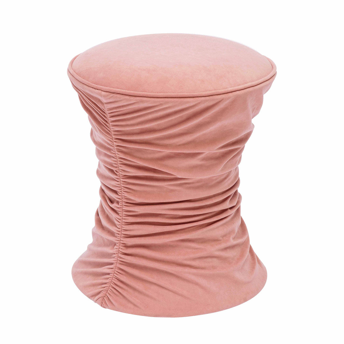 Bounce Rose Pink Ruched Velvet Adjustable Ottoman | BeBoldFurniture