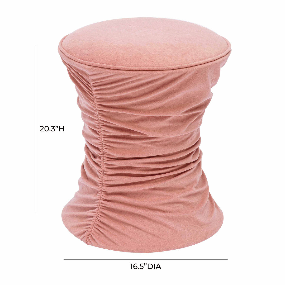 Bounce Rose Pink Ruched Velvet Adjustable Ottoman | BeBoldFurniture