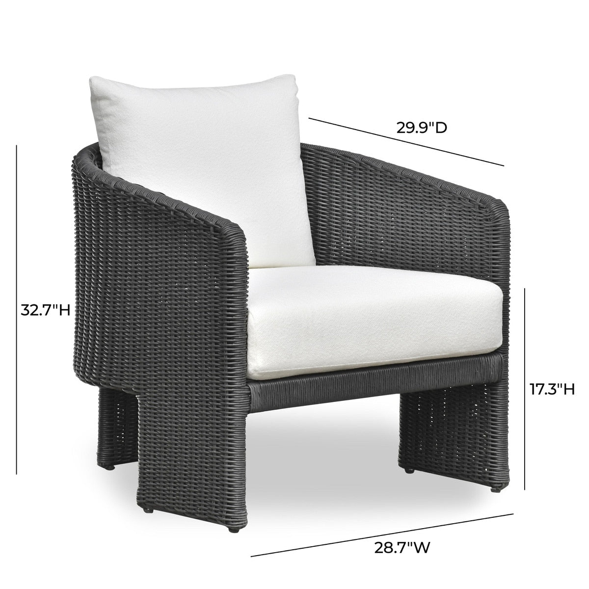 Alexa Black Rattan Performance Fabric Outdoor Armchair | BeBoldFurniture