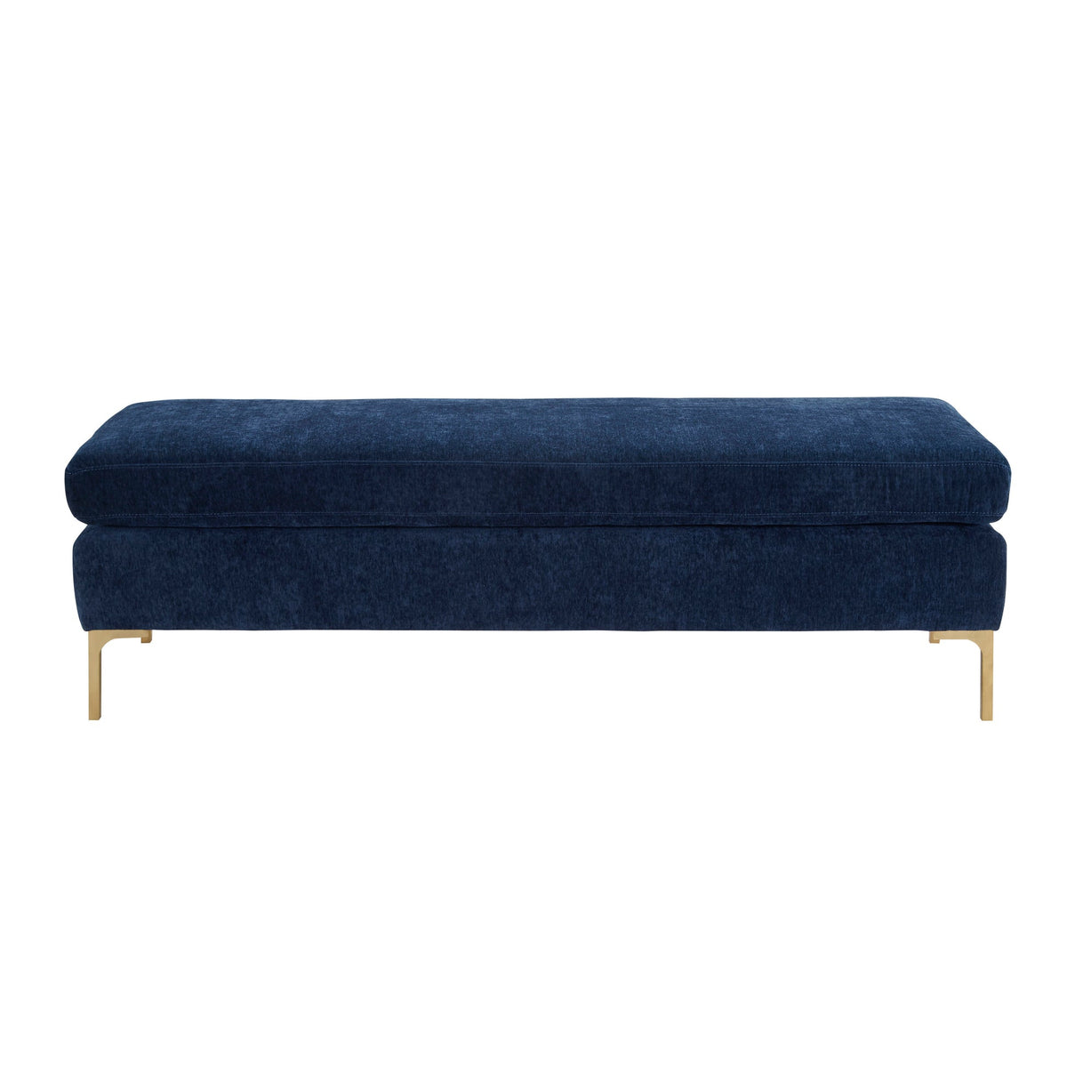 Delilah Navy Textured Velvet Bench | BeBoldFurniture