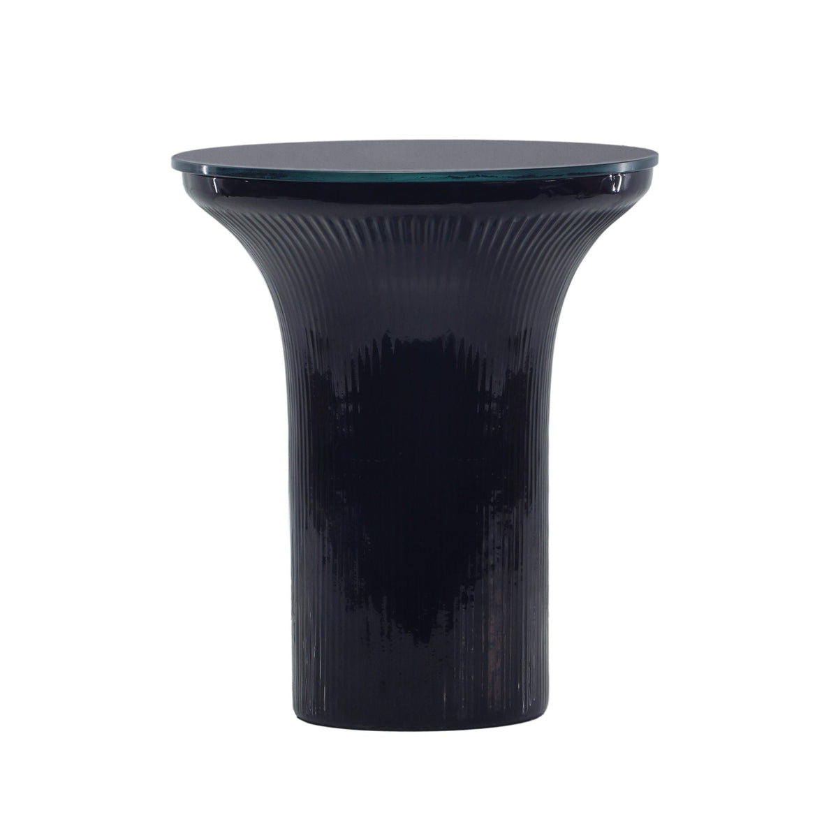 Cassandra Midnight Blue Glass Flared Side Table | BeBoldFurniture