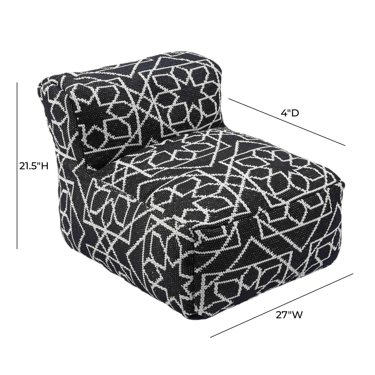 Chiara Indoor / Outdoor Black Accent Pouf | BeBoldFurniture