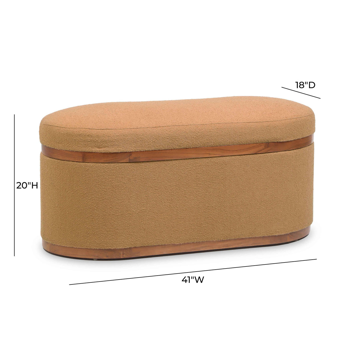 Olivier Peach Boucle Oval Storage Ottoman | BeBoldFurniture