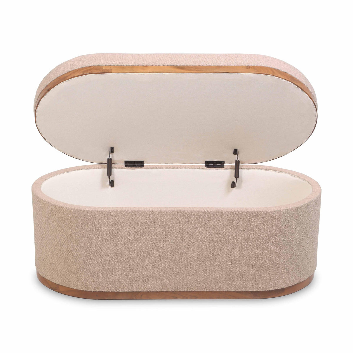 Olivier Ivory Boucle Oval Storage Ottoman | BeBoldFurniture