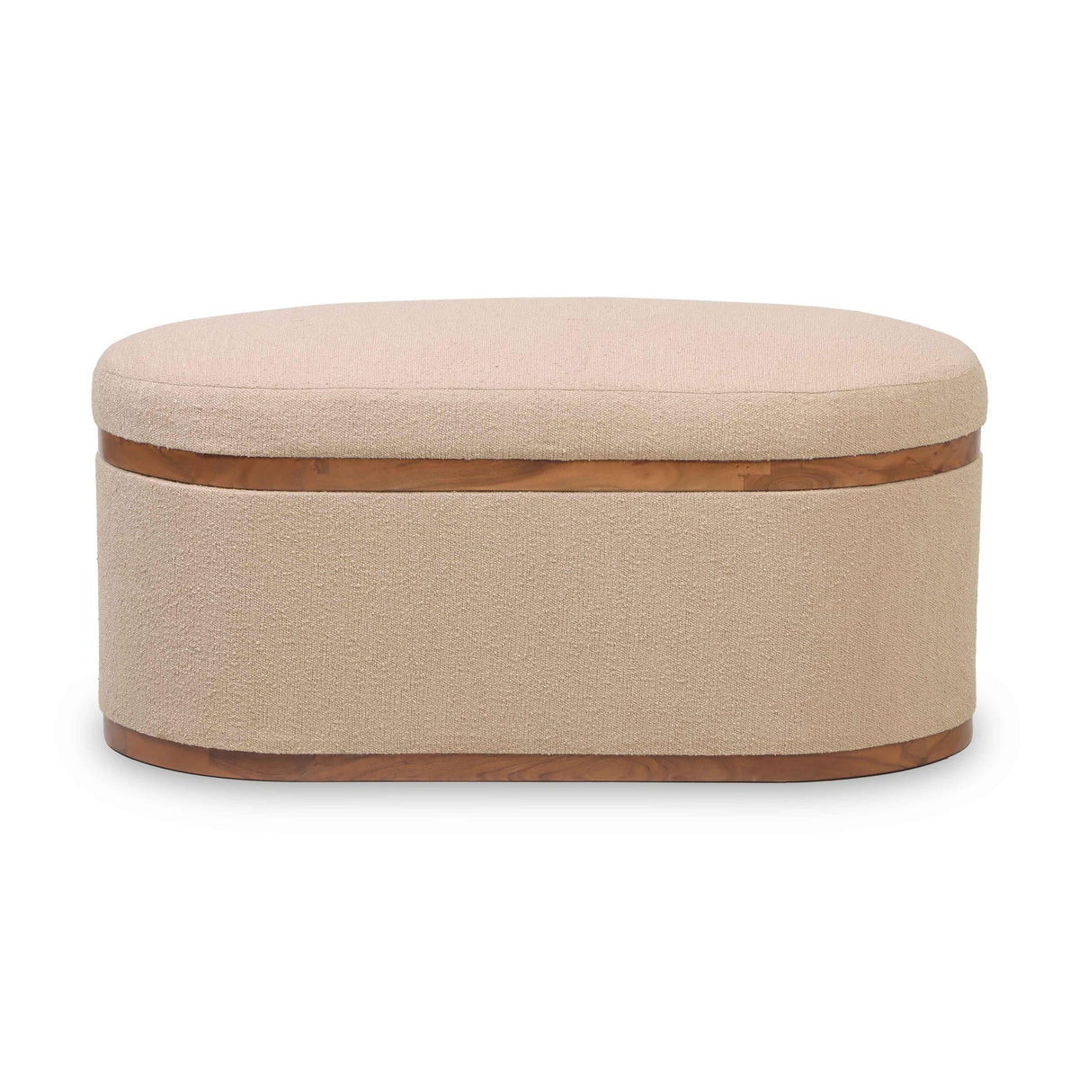 Olivier Ivory Boucle Oval Storage Ottoman | BeBoldFurniture