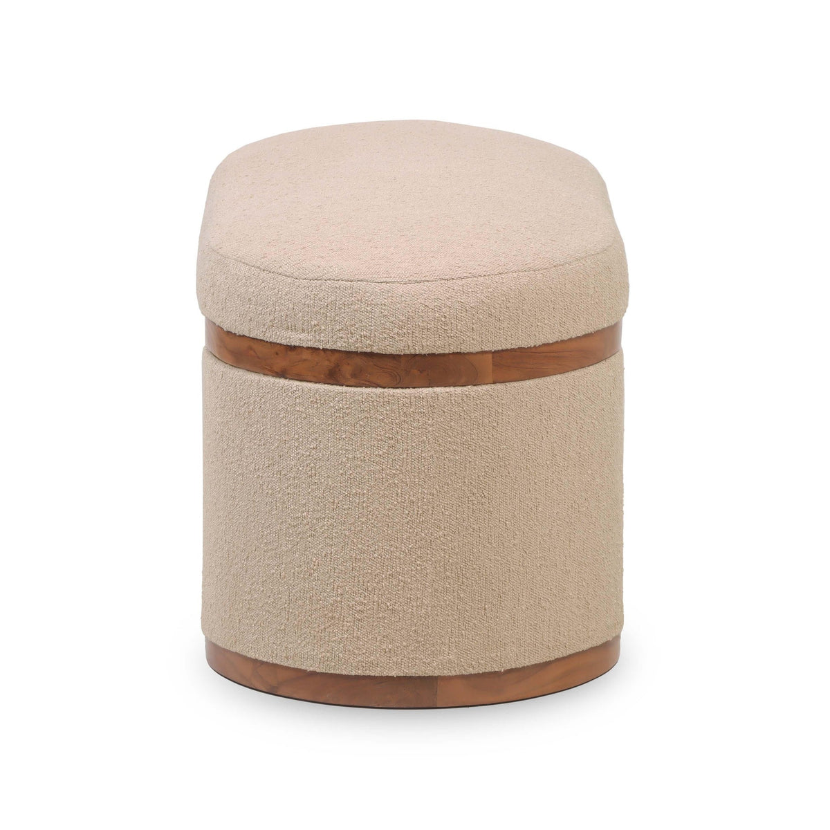 Olivier Ivory Boucle Oval Storage Ottoman | BeBoldFurniture