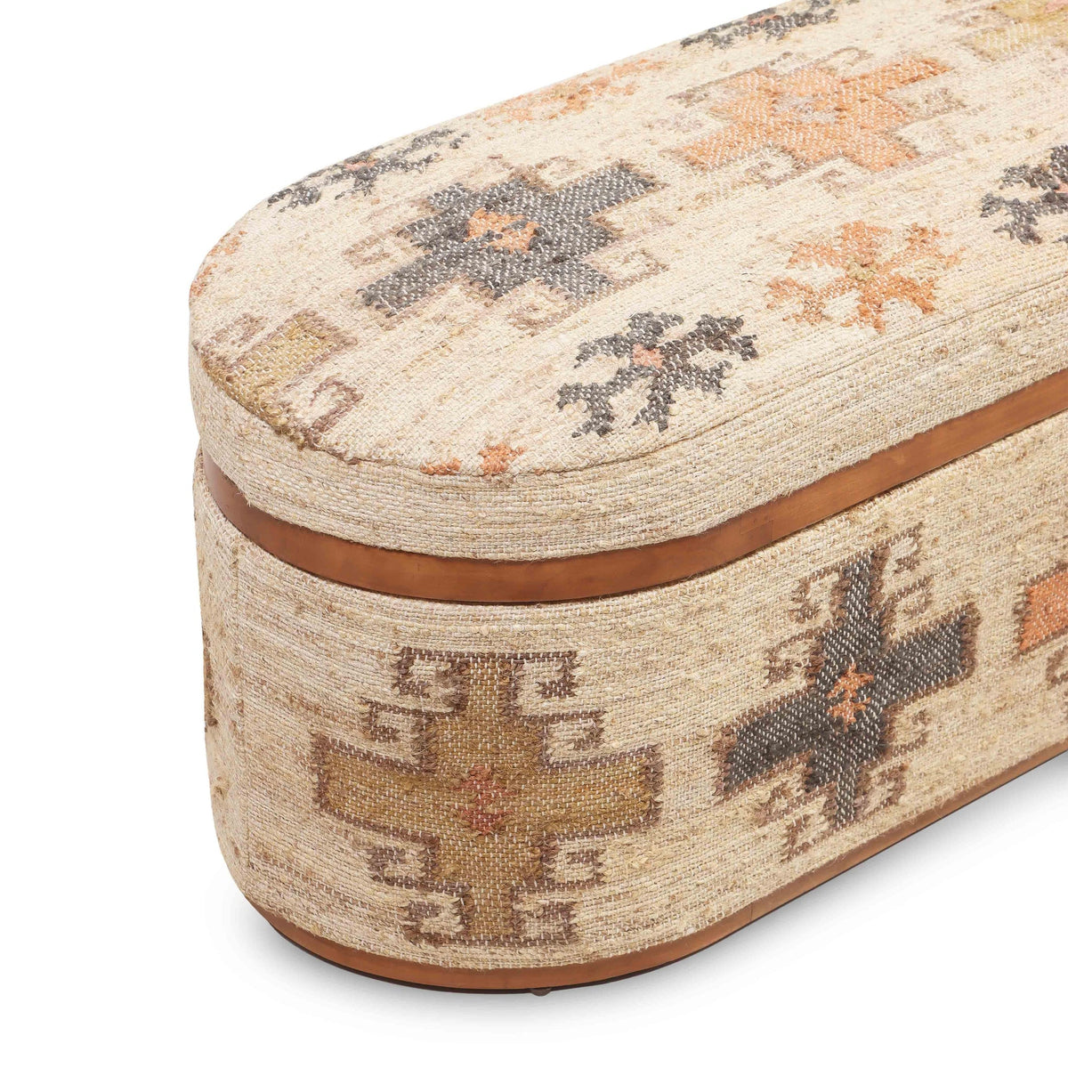 Olivier Cotton Oval Storage Ottoman | BeBoldFurniture