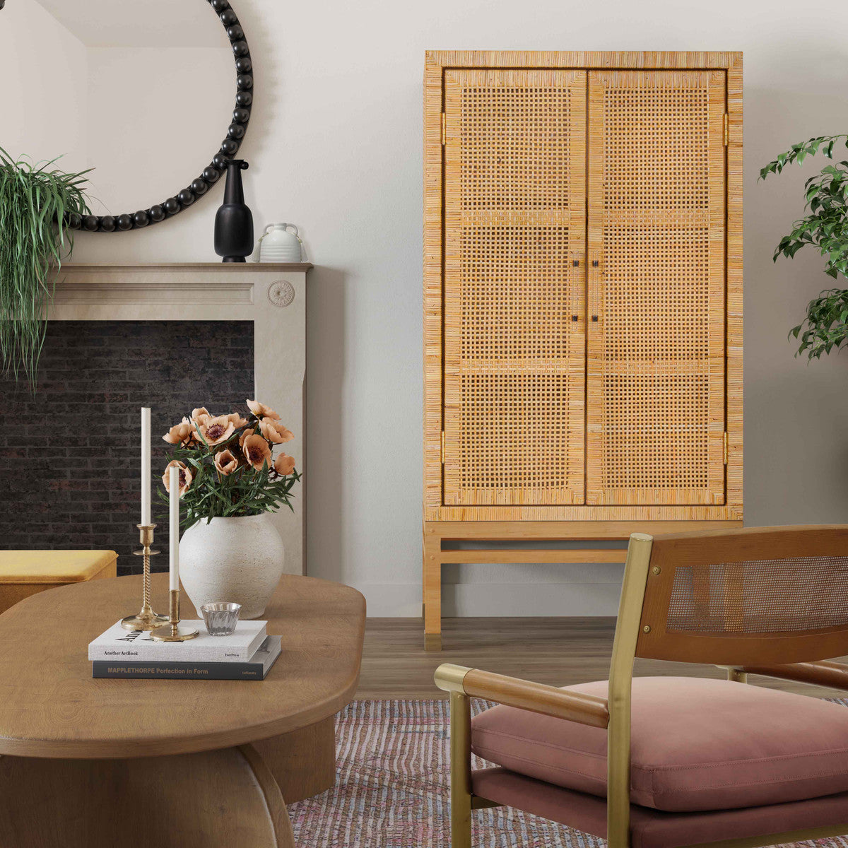 Amara Natural Woven Rattan Cabinet In Houston | BeBoldFurniture 