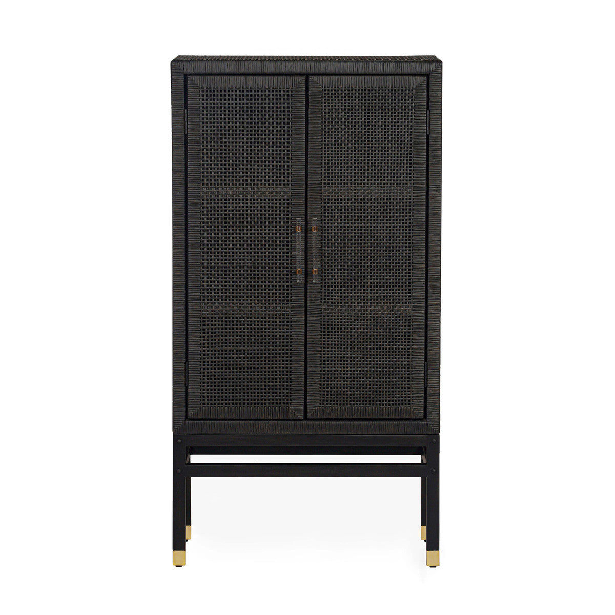 Amara Charcoal Woven Rattan Cabinet In Houston | BeBoldFurniture 