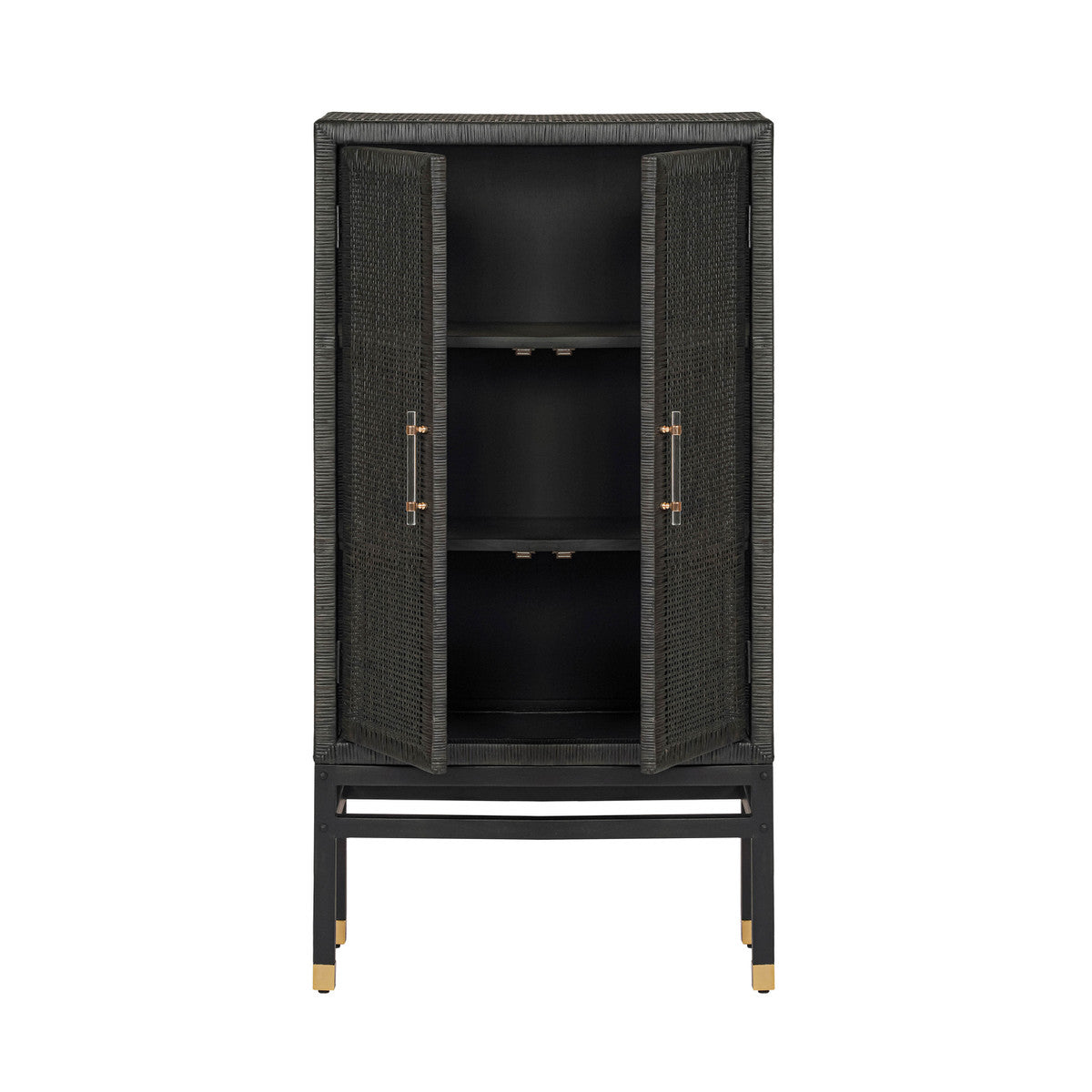 Amara Charcoal Woven Rattan Cabinet In Houston | BeBoldFurniture 