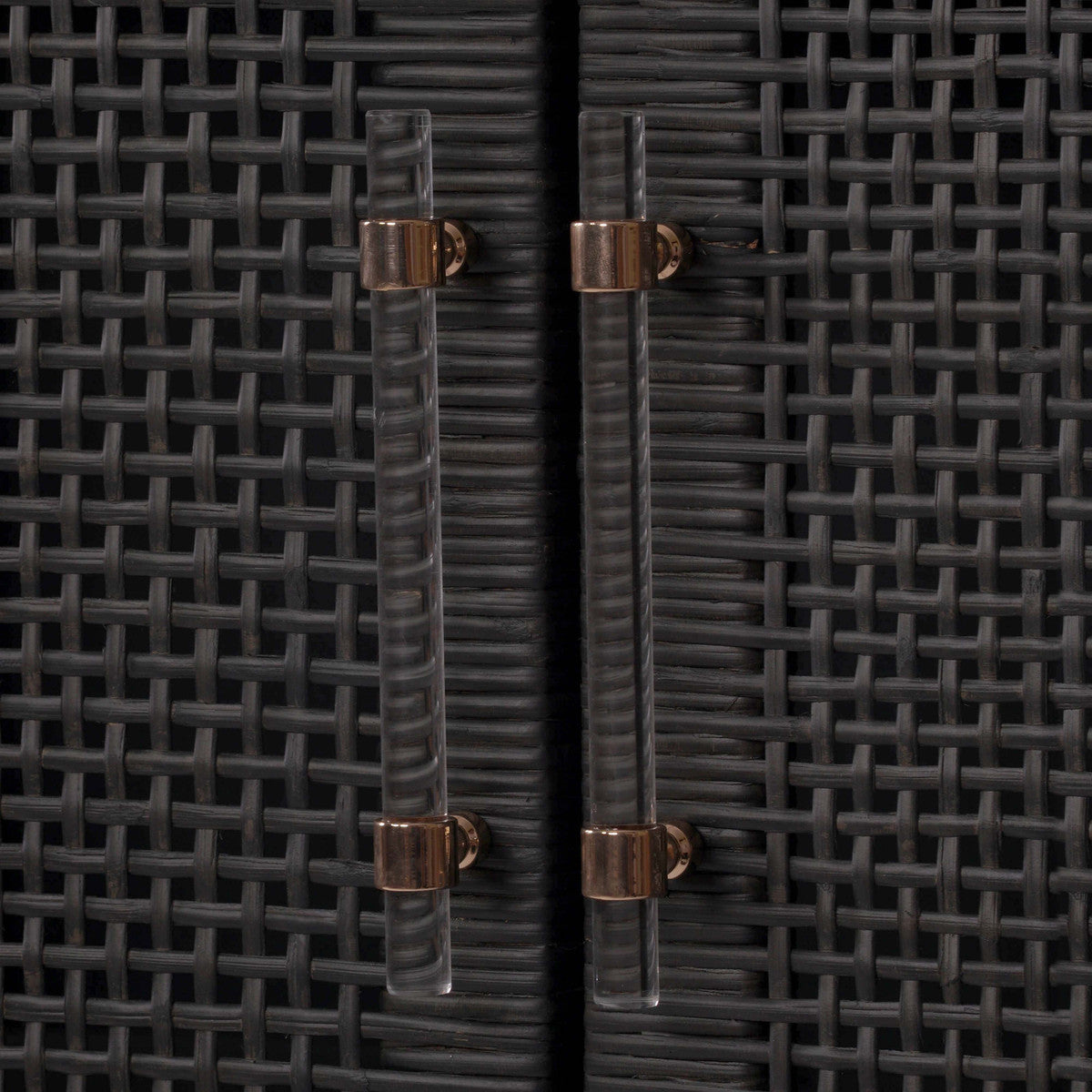 Amara Charcoal Woven Rattan Cabinet In Houston | BeBoldFurniture 