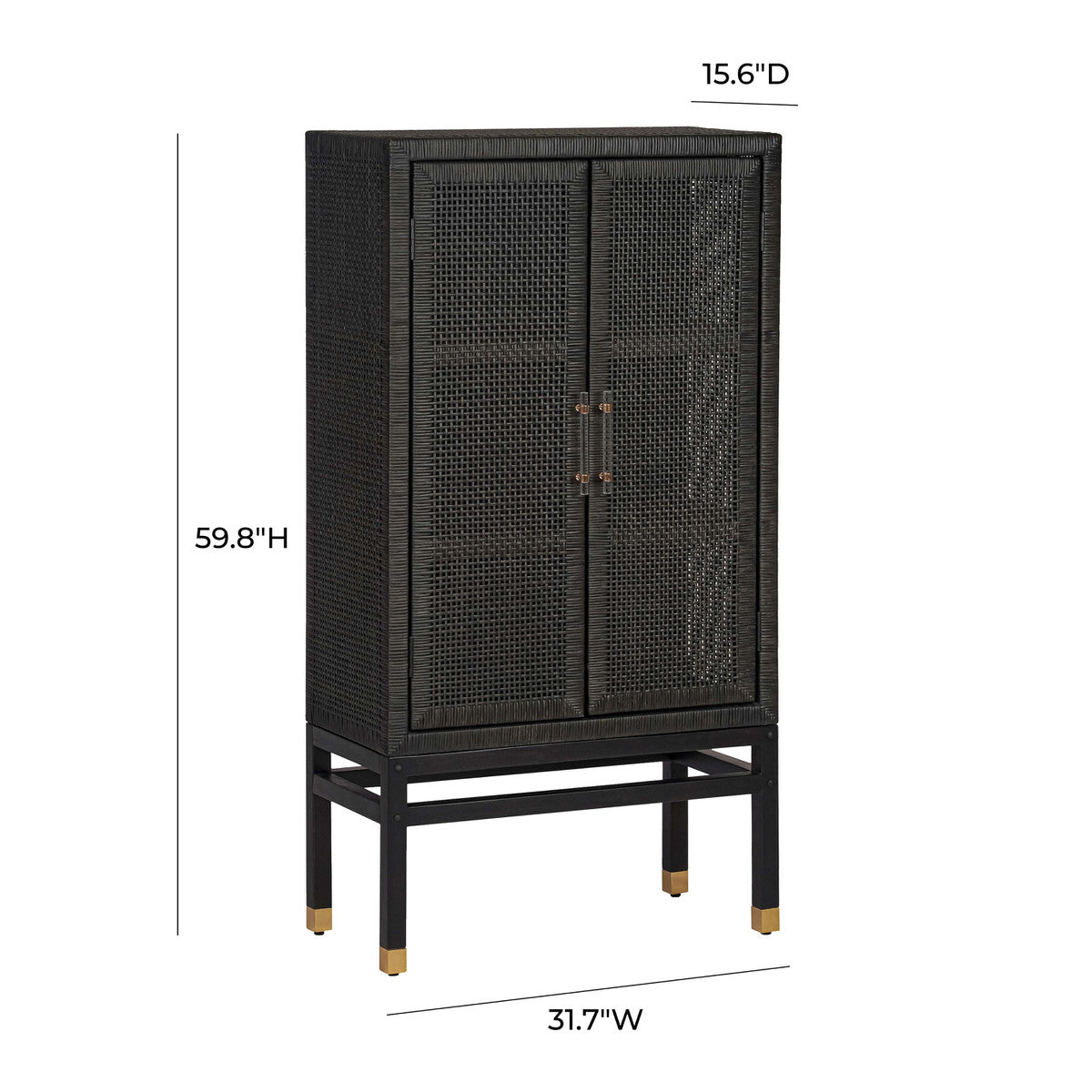 Amara Charcoal Woven Rattan Cabinet In Houston | BeBoldFurniture 