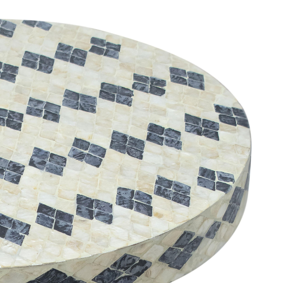 Halio Cream & Blue Checkered Shell Side Table | BeBoldFurniture