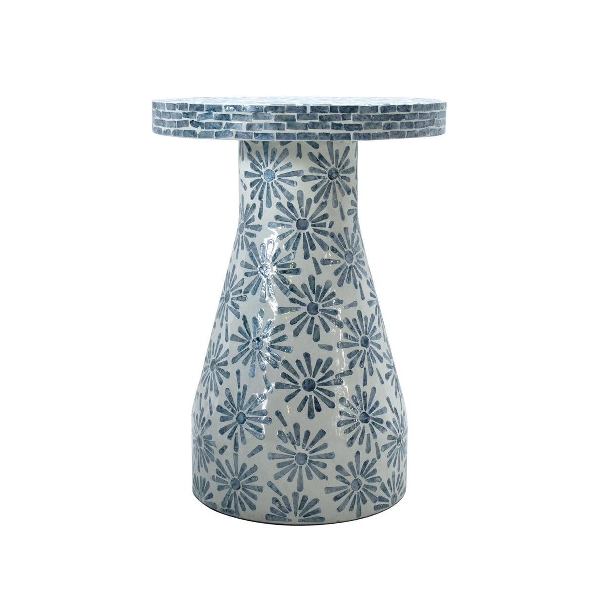 Halio Blue Floral Shell Side Table | BeBoldFurniture