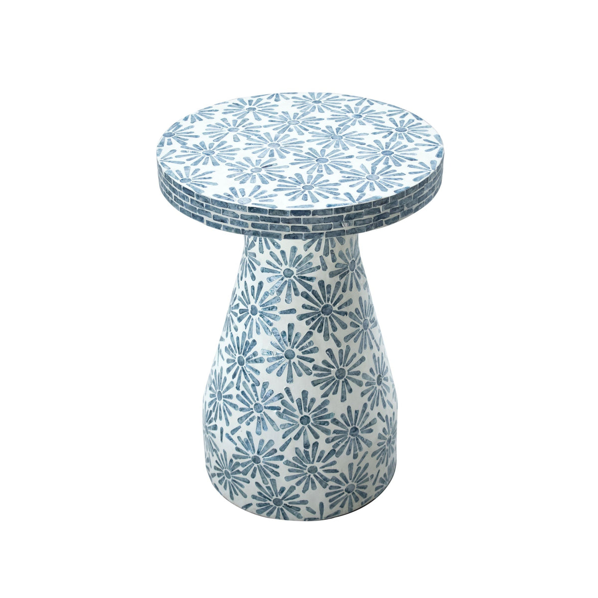 Halio Blue Floral Shell Side Table | BeBoldFurniture