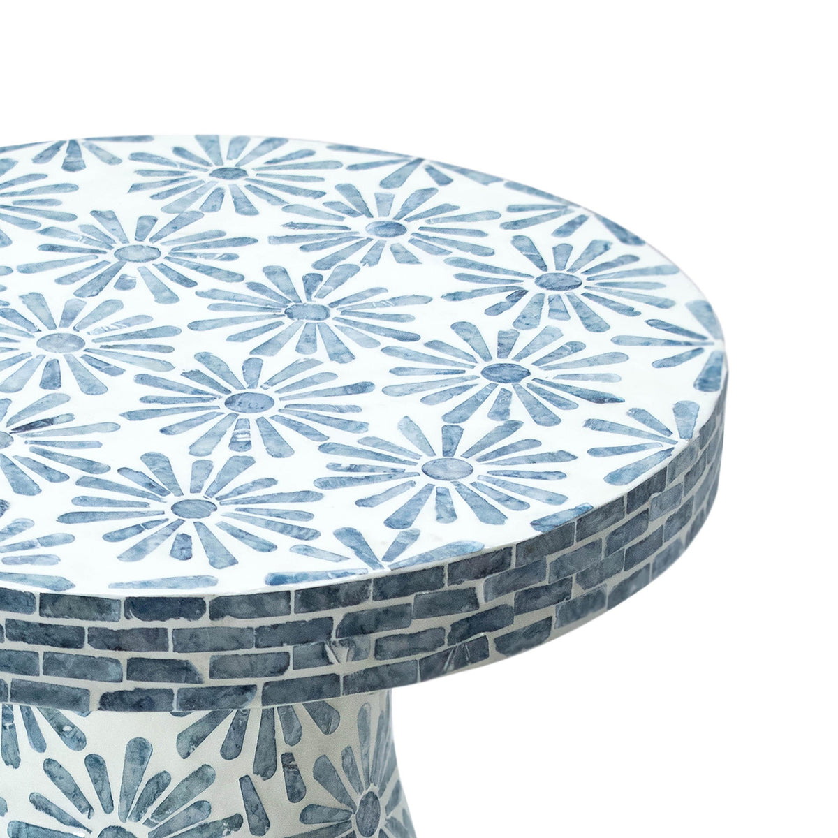 Halio Blue Floral Shell Side Table | BeBoldFurniture