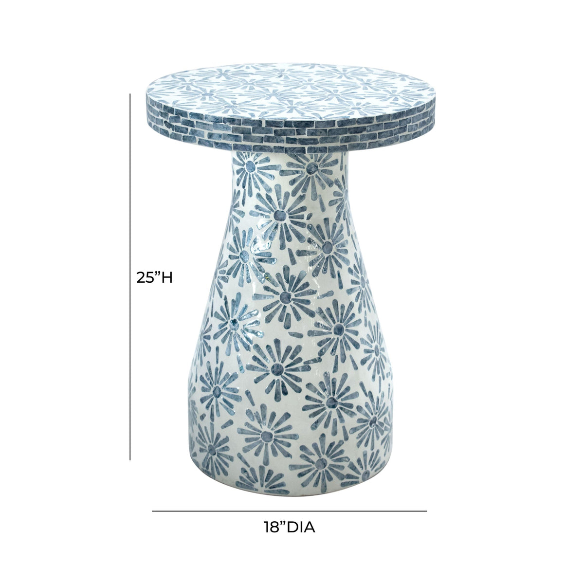 Halio Blue Floral Shell Side Table | BeBoldFurniture