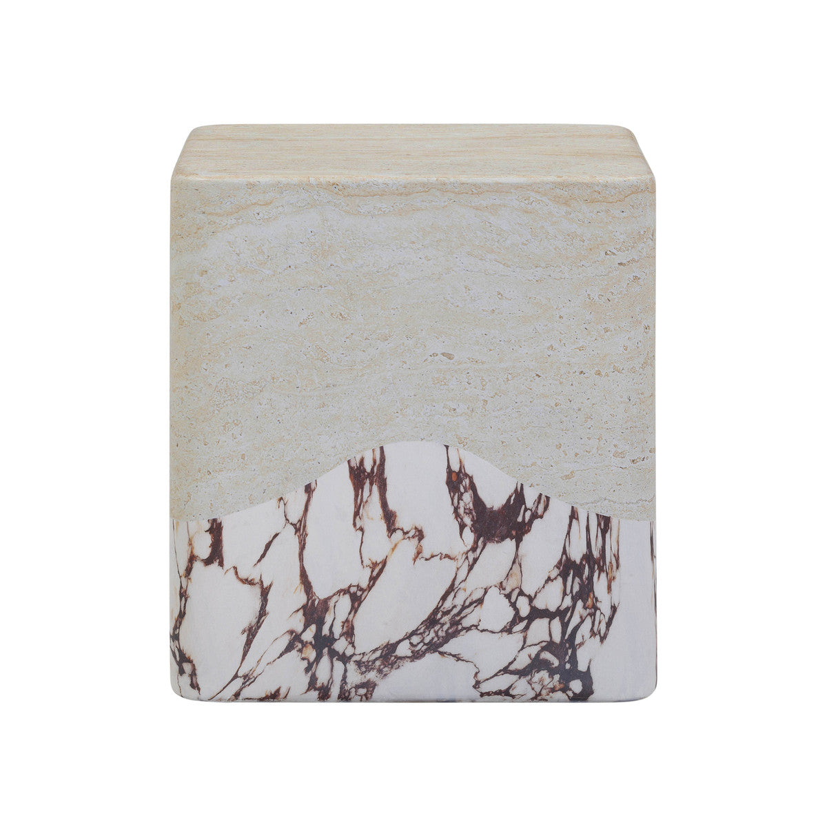 Brut Travertine & Breccia Concrete Indoor / Outdoor Side Table | BeBoldFurniture