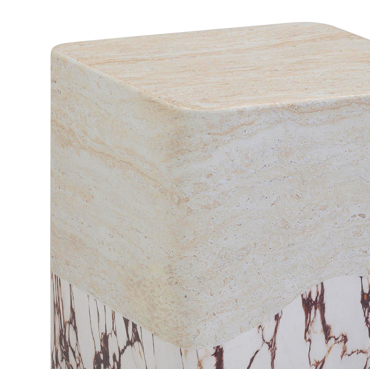 Brut Travertine & Breccia Concrete Indoor / Outdoor Side Table | BeBoldFurniture