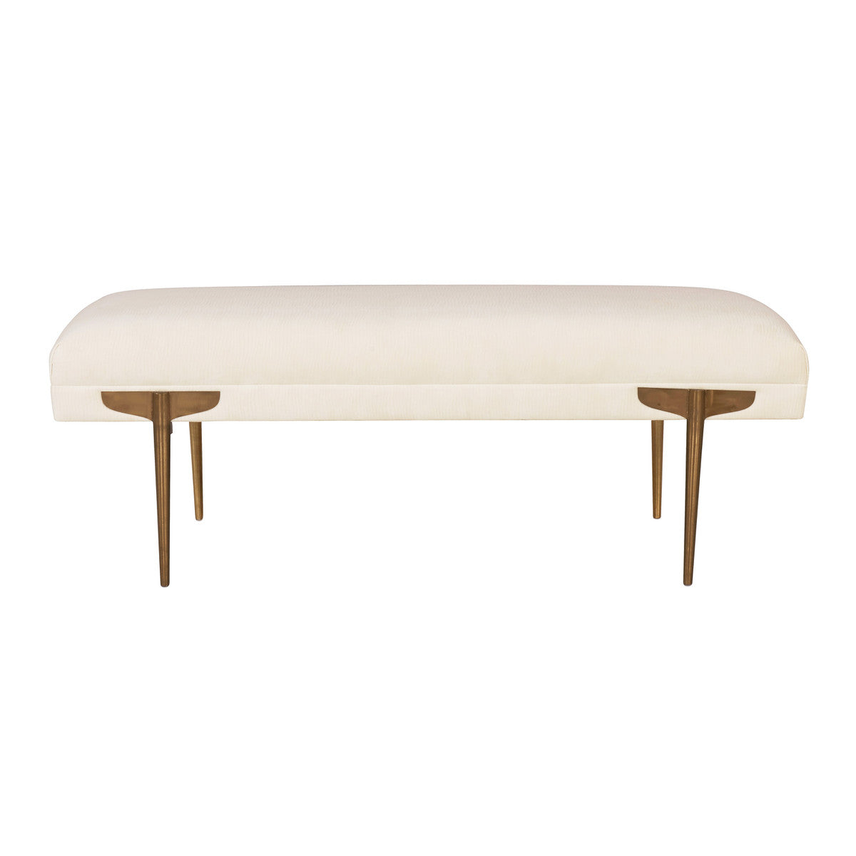 Brno White Waived Velvet Bench | BeBoldFurniture