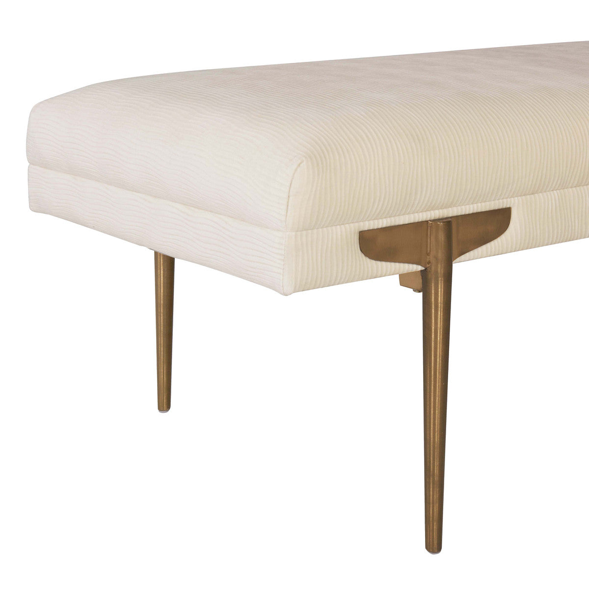 Brno White Waived Velvet Bench | BeBoldFurniture