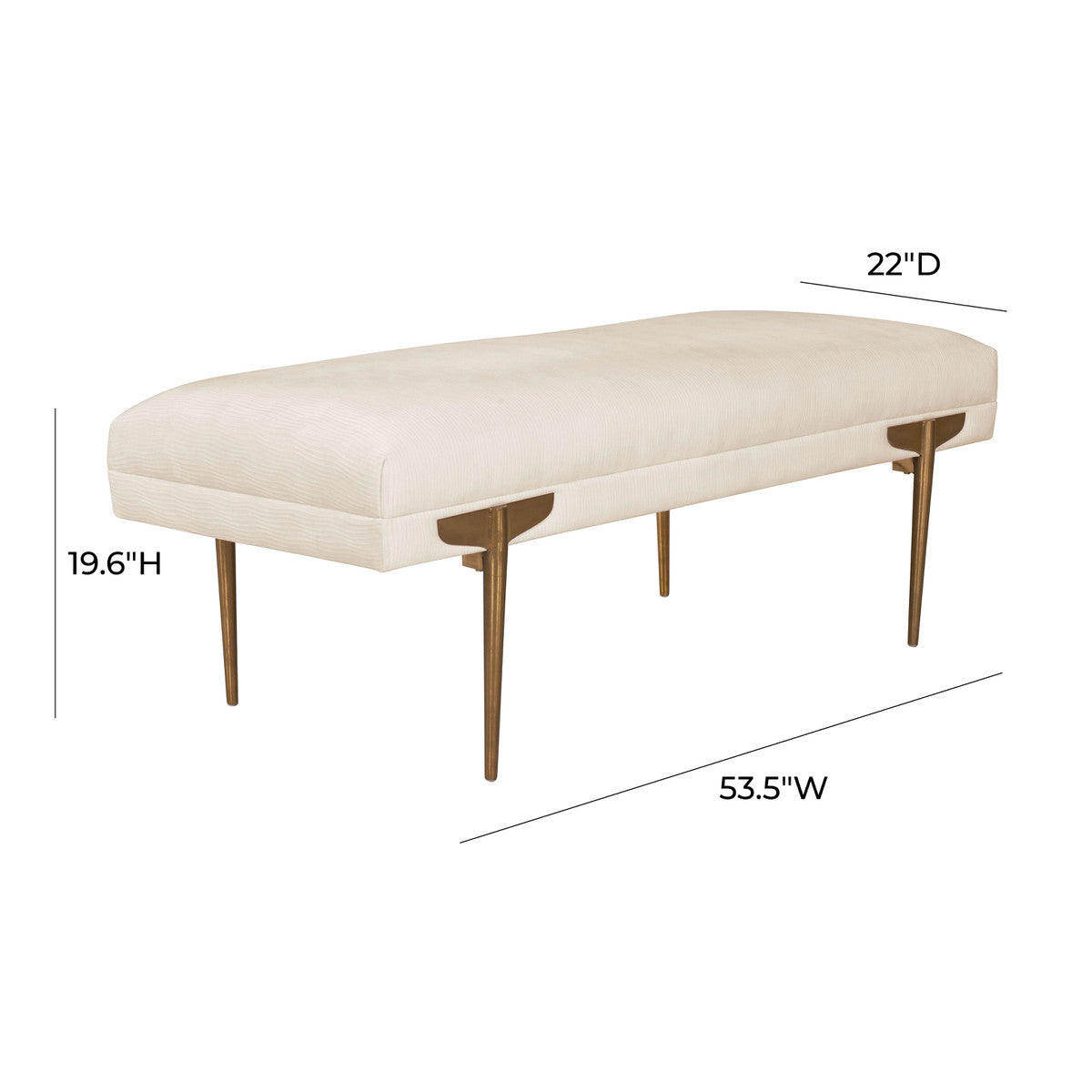 Brno White Waived Velvet Bench | BeBoldFurniture