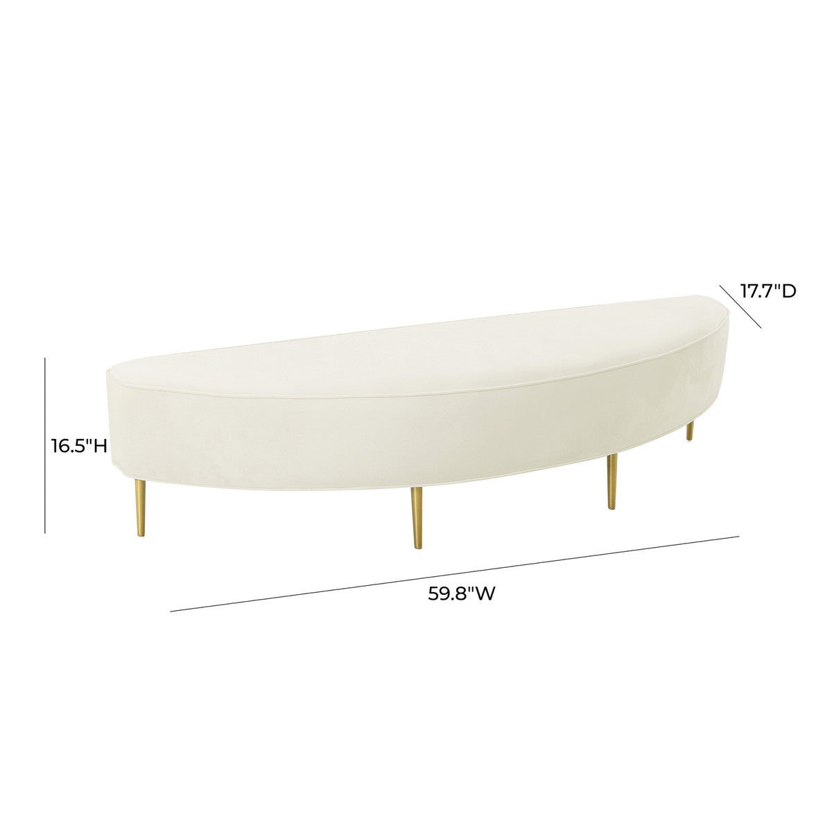 Bianca Cream Velvet Full Bench | BeBoldFurniture