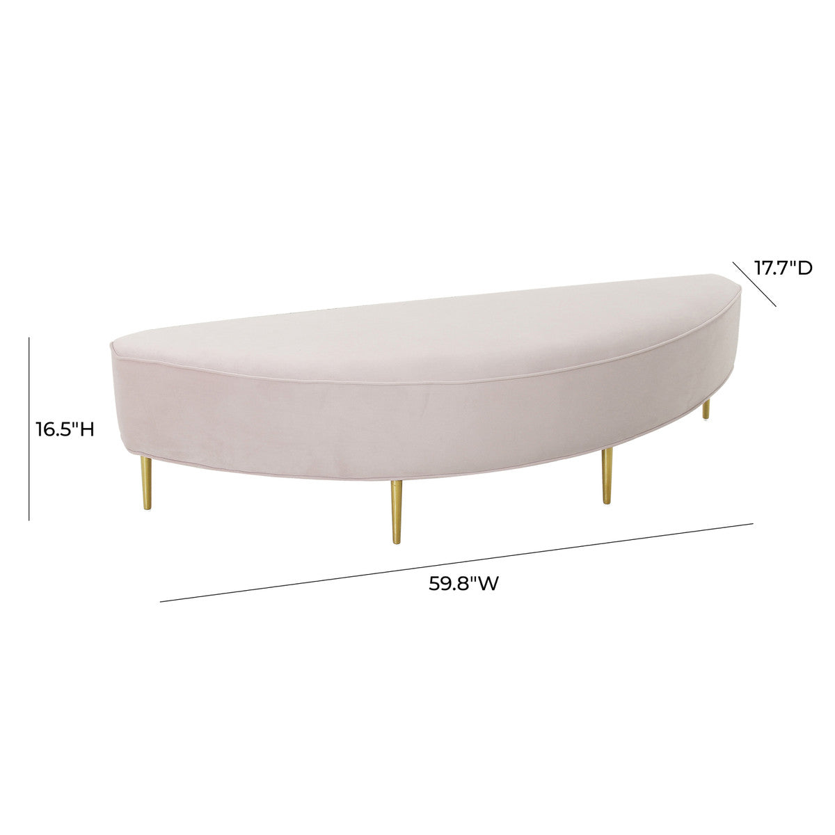 Bianca Blush Velvet Full Bench | BeBoldFurniture