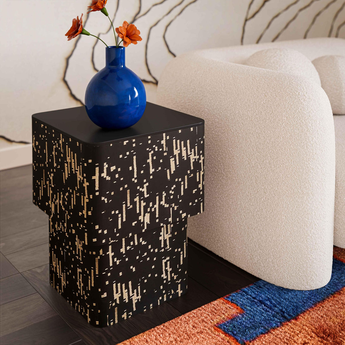 Faye Black Glass Side Table | BeBoldFurniture