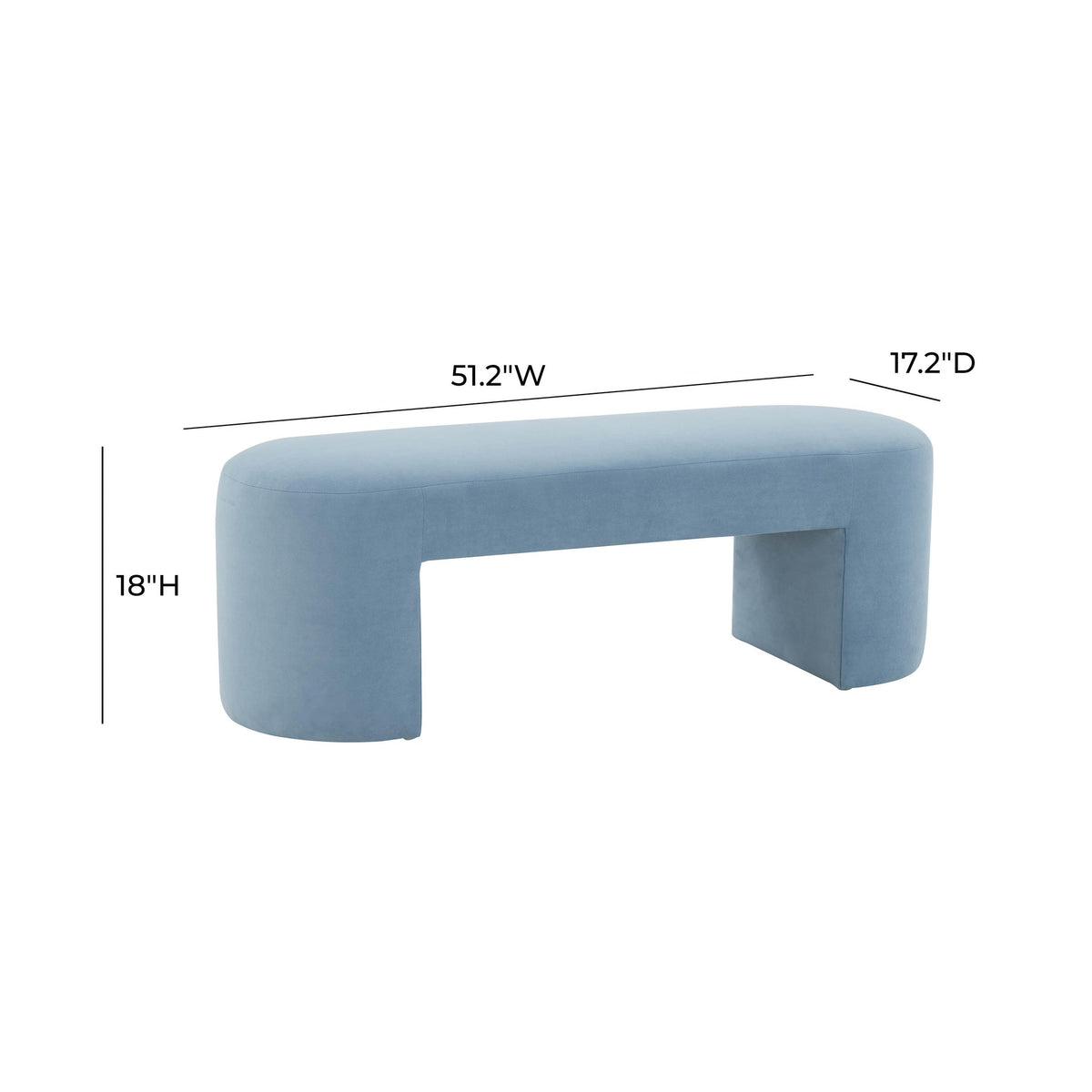 Elena Light Blue Velvet Bench | BeBoldFurniture