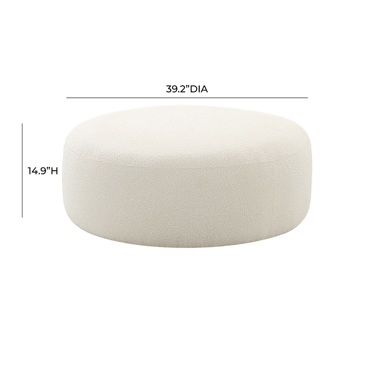 Broohah Cream Boucle Ottoman | BeBoldFurniture