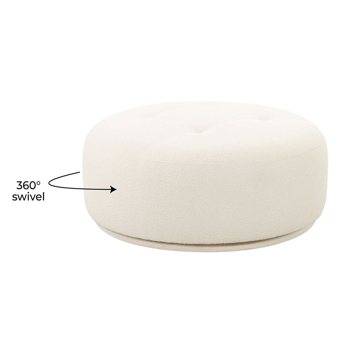 Fickle Cream Boucle Swivel Ottoman | BeBoldFurniture