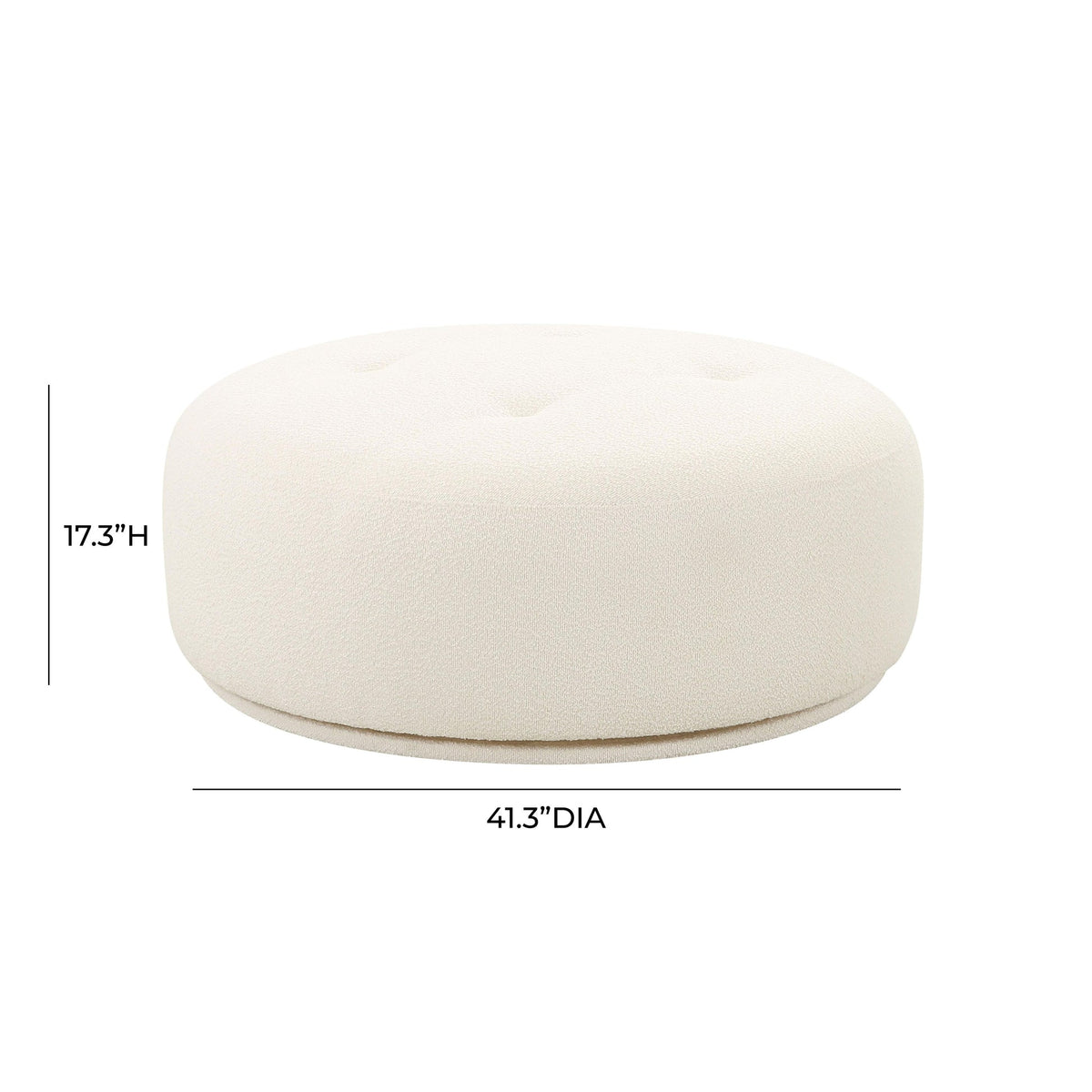 Fickle Cream Boucle Swivel Ottoman | BeBoldFurniture