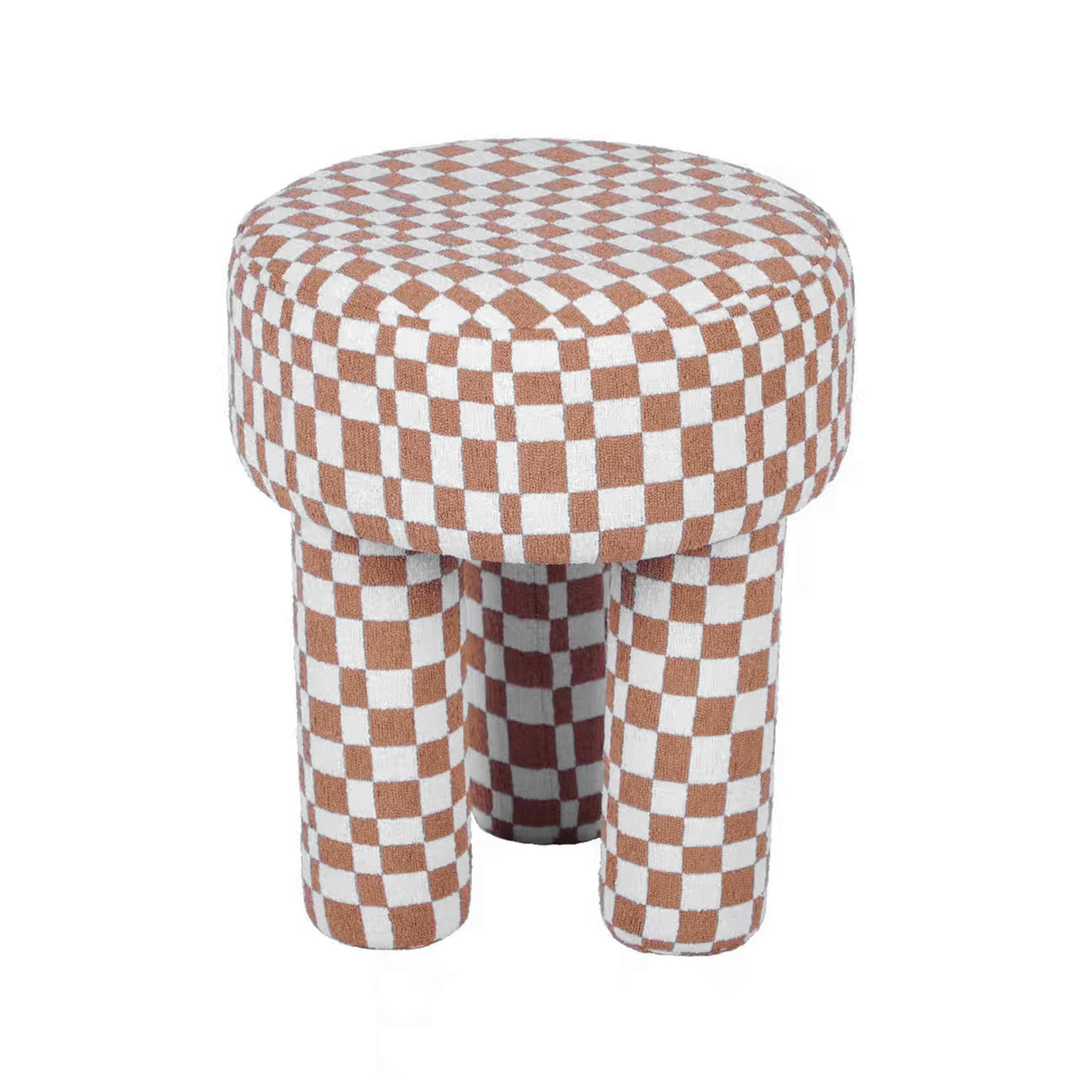 Claire Brown Checkered Boucle Stool | BeBoldFurniture