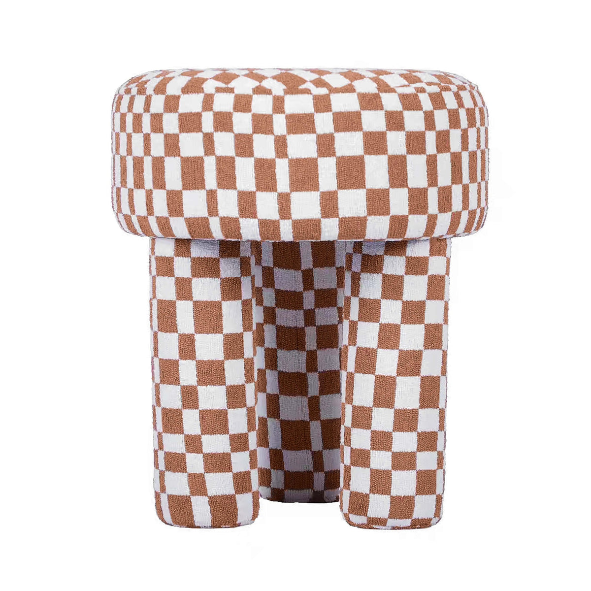 Claire Brown Checkered Boucle Stool | BeBoldFurniture