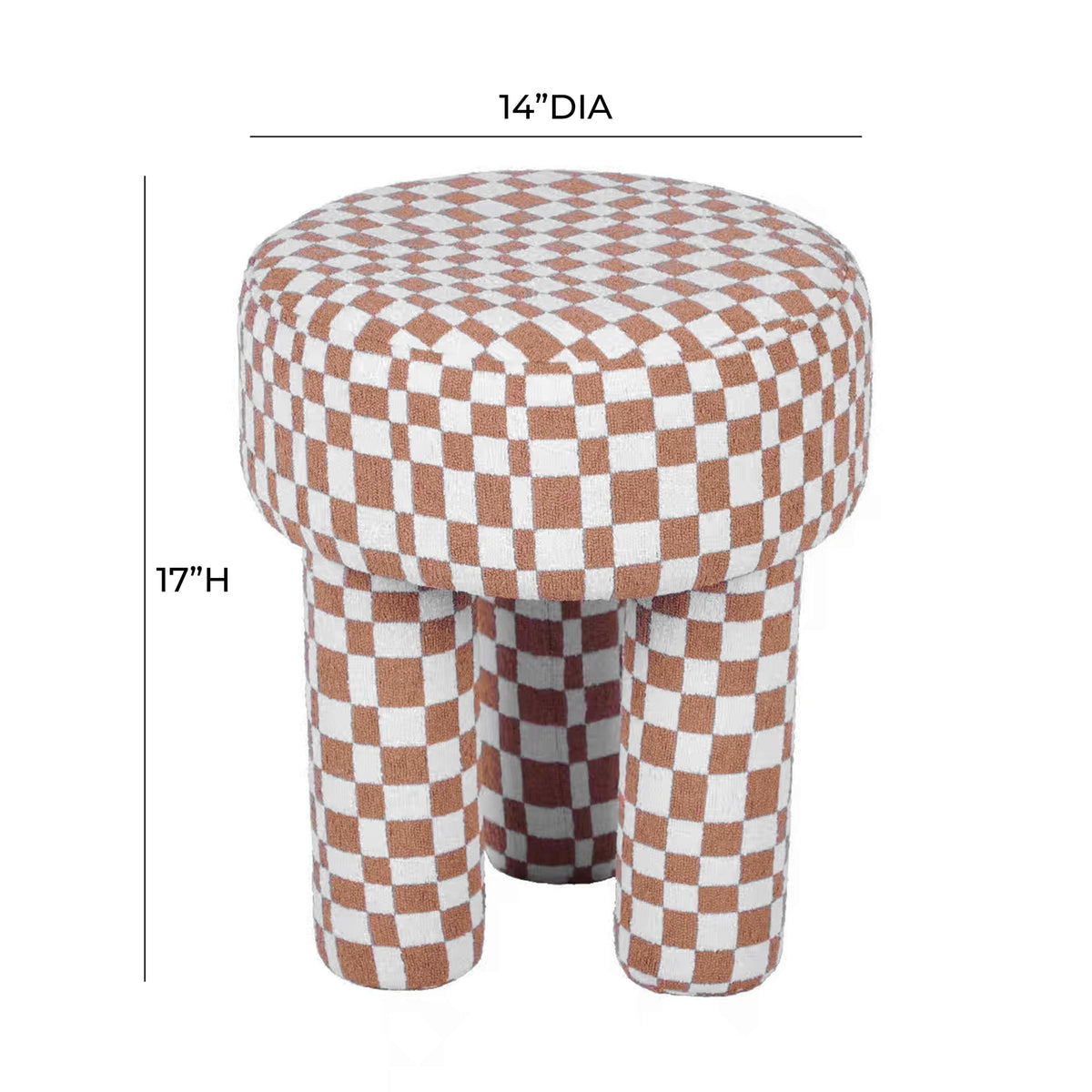 Claire Brown Checkered Boucle Stool | BeBoldFurniture