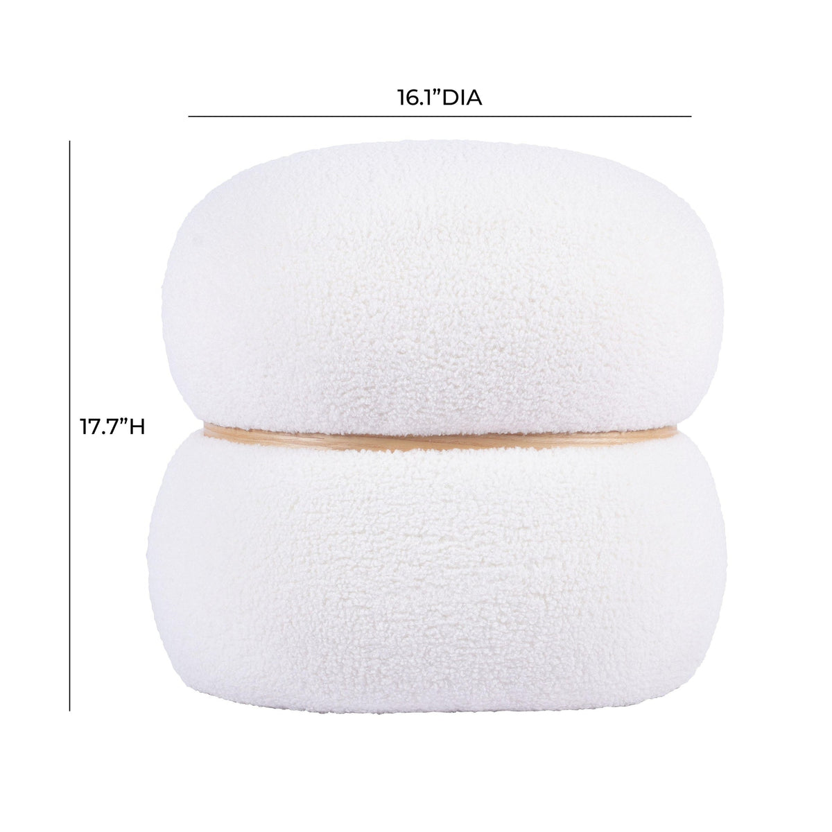 Helga White Vegan Shearling Ottoman | BeBoldFurniture