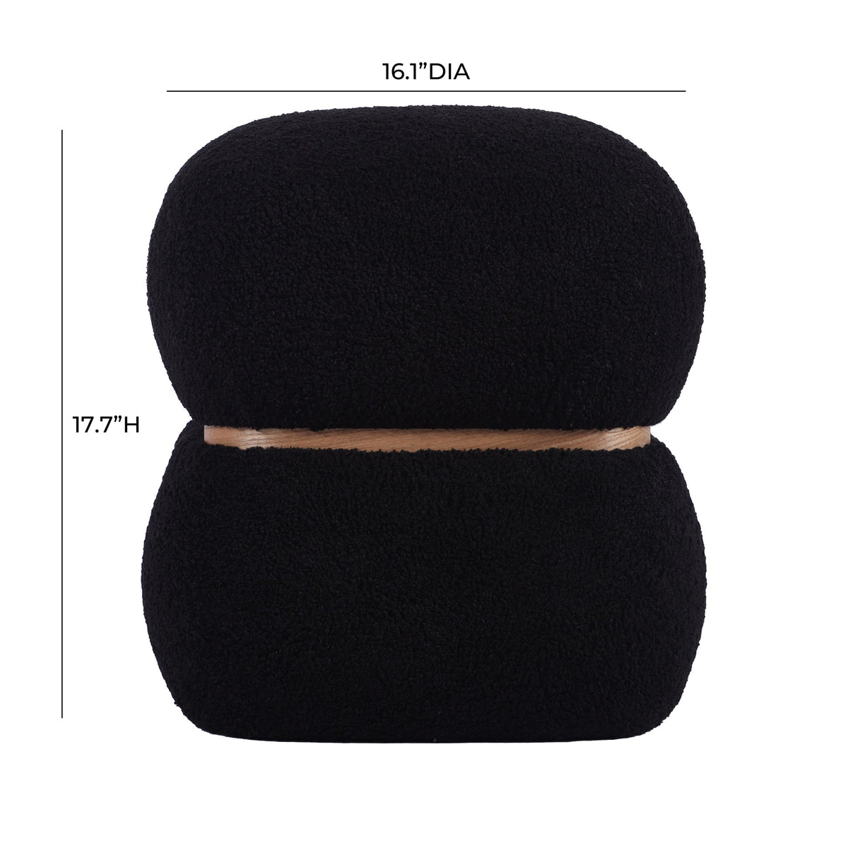 Helga Black Vegan Shearling Ottoman | BeBoldFurniture