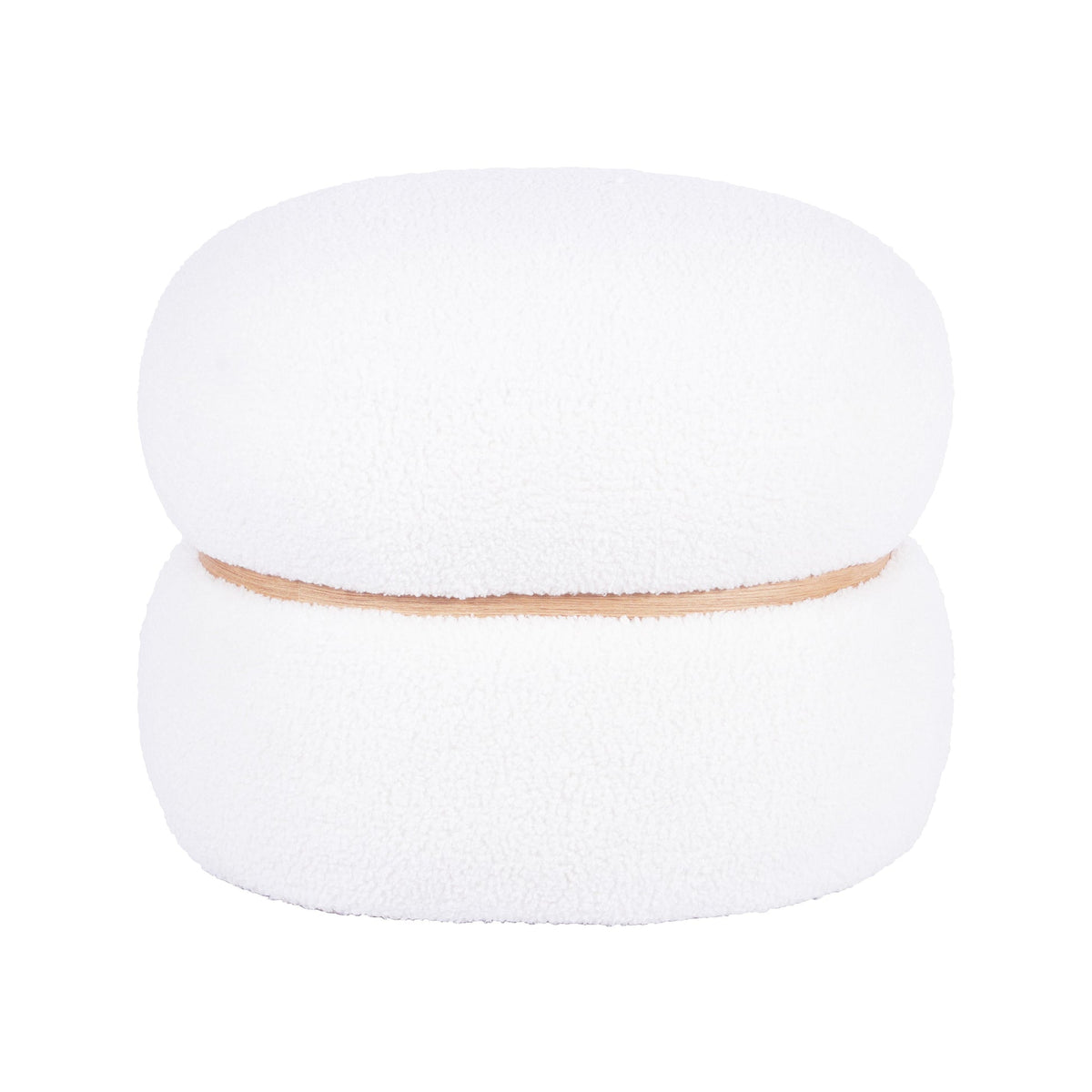 Helga White Vegan Shearling Oval Ottoman | BeBoldFurniture