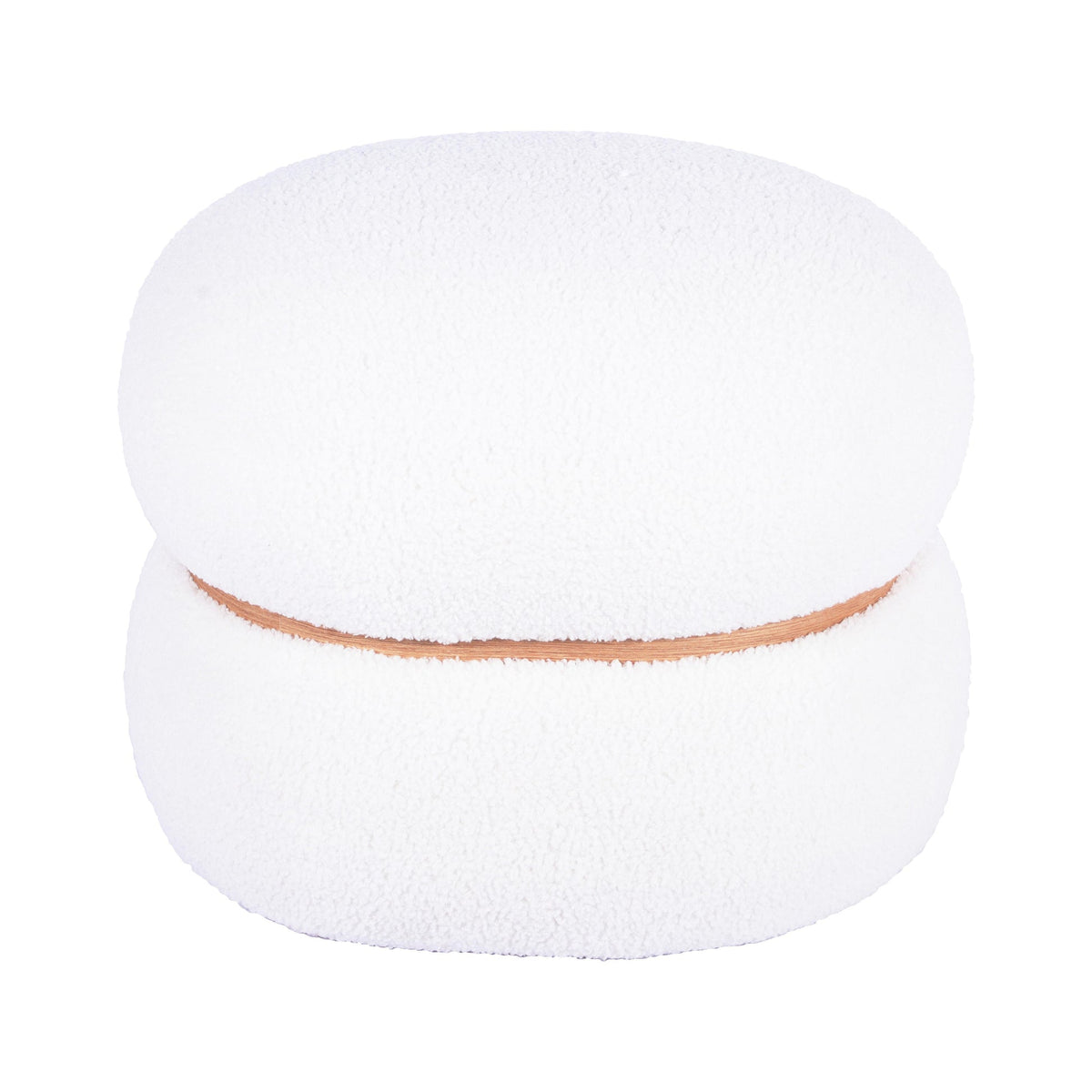 Helga White Vegan Shearling Oval Ottoman | BeBoldFurniture