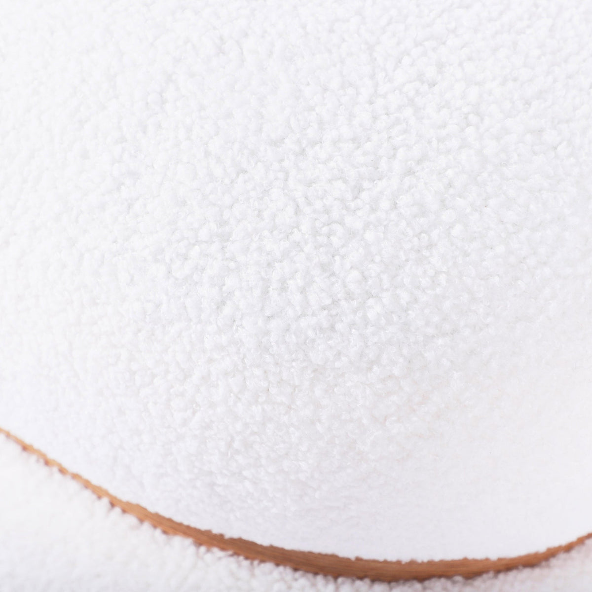 Helga White Vegan Shearling Oval Ottoman | BeBoldFurniture