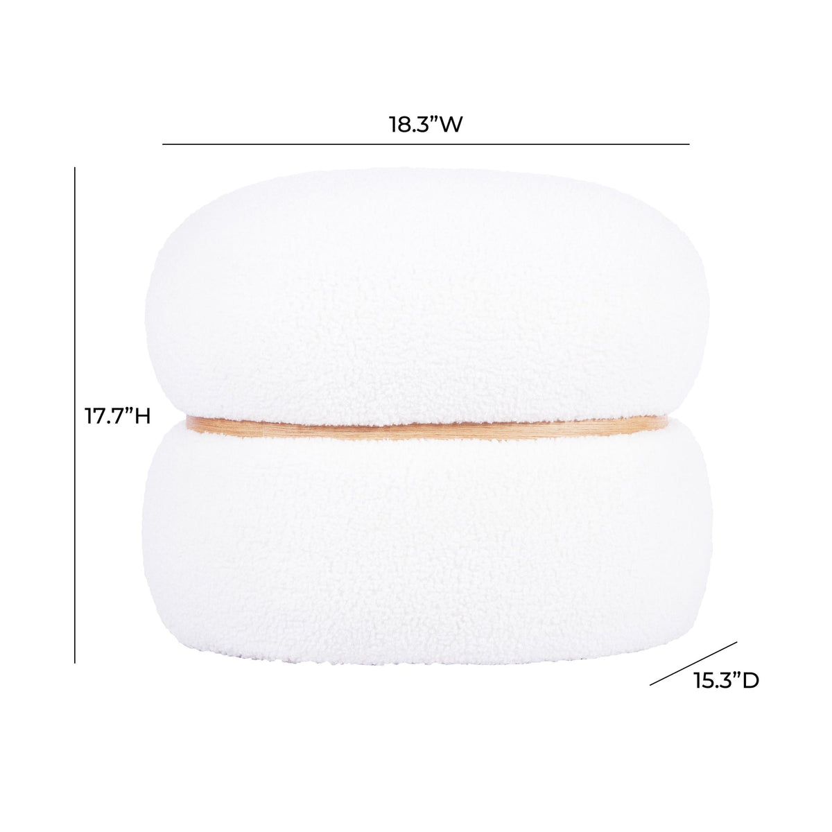 Helga White Vegan Shearling Oval Ottoman | BeBoldFurniture