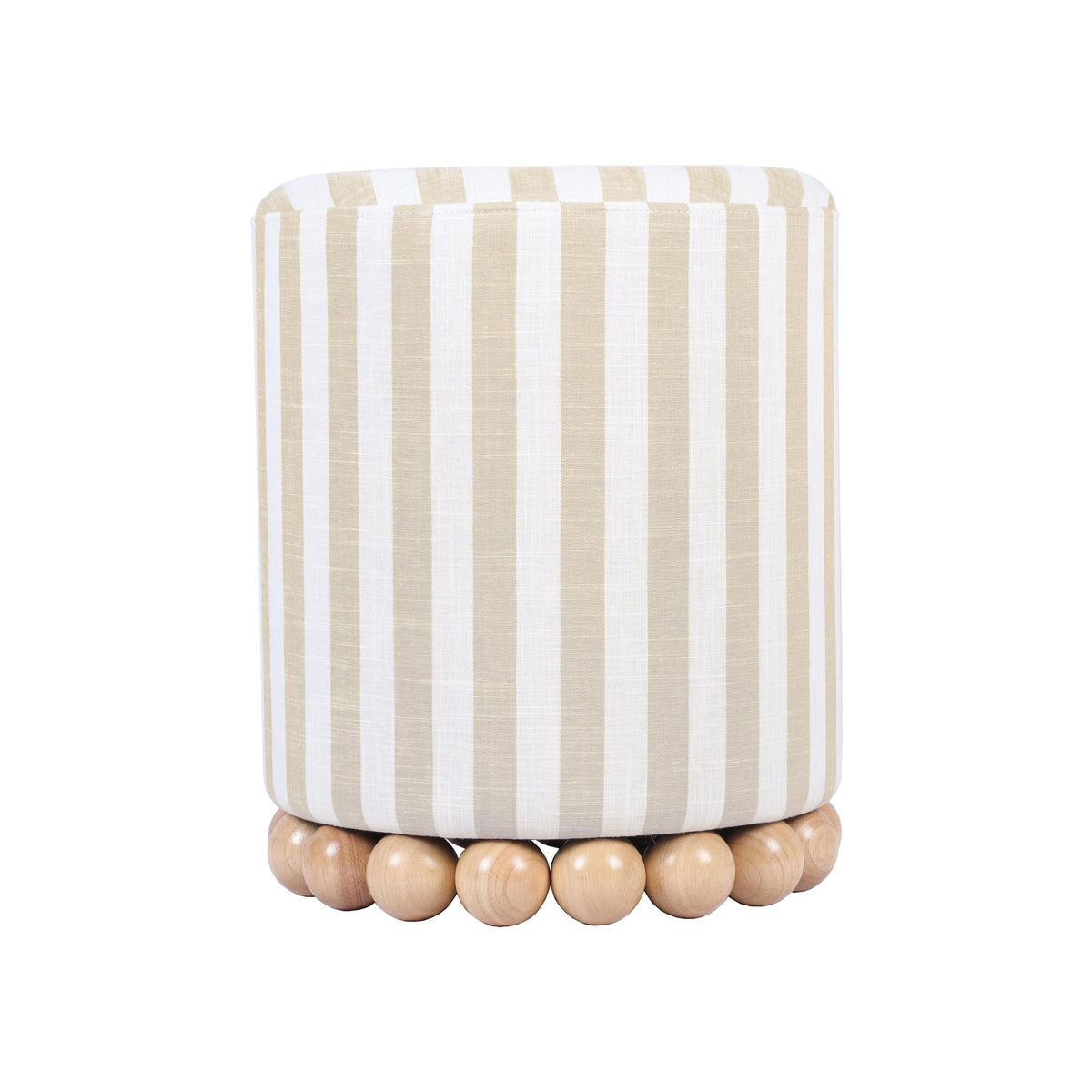 Dex Beige Striped Linen Ottoman | BeBoldFurniture