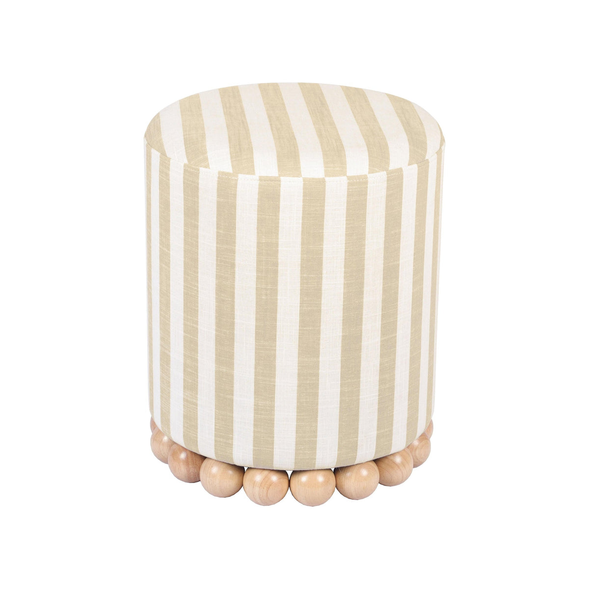 Dex Beige Striped Linen Ottoman | BeBoldFurniture